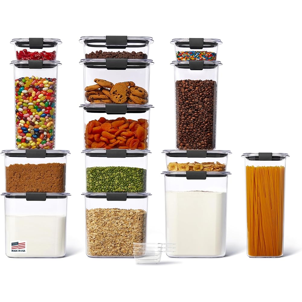 Rubbermaid Brilliance 14-Piece Food Storage Container Set with Scoops Airtight BPA-Free for Kitchen and Pantry Organization: Home & Kitchen
