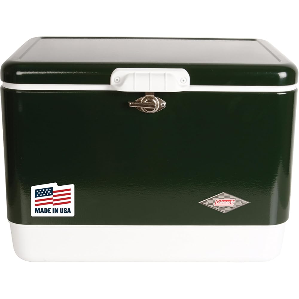 Coleman Vintage 54qt Steel Belted Cooler, Keeps Ice Up to 4 Days, 85-Can Capacity Hard Cooler with Drain & Have-A-Seat Lid : Automotive