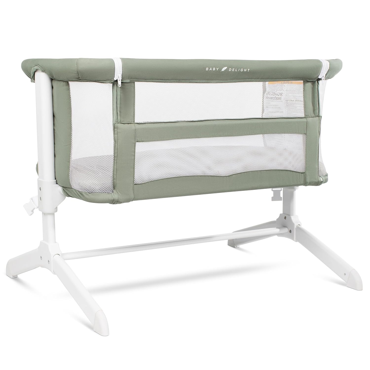 Baby Delight Beside Me Serenity Bassinet | Lightweight Bedside Sleeper & Baby Bassinet | 7-Position Height Adjustment | 100% GOTS Certified Organic Cotton Fabric | Organic Sage : Baby