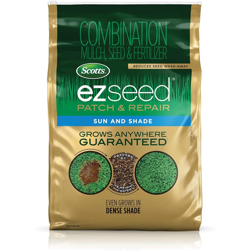 : Scotts EZ Seed Patch and Repair for Sun and Shade Combination Mulch, Sun and Shade Grass Seed and Fertilizer for Bare Spots and Repair, Grows Anywhere, 40 lbs. : Patio, Lawn & Garden