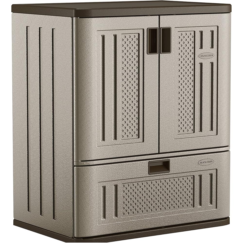: Suncast Indoor Resin Single-Drawer Storage Cabinet, Platinum Metallic, Made in The USA : Home & Kitchen