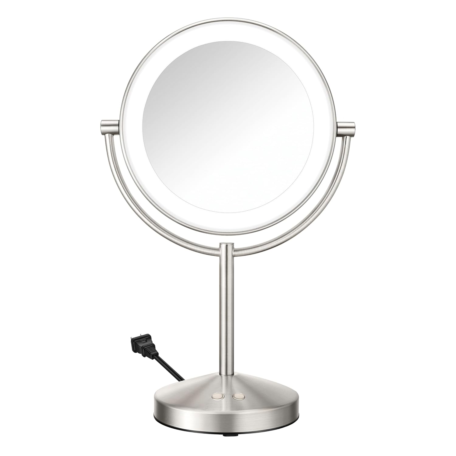 : Conair Lighted Makeup Mirror, Double-Sided LED Vanity Mirror with 1X/10X Magnification, 3 Light Settings, 3 Modes, 360° Rotation, Satin Nickel Finish : Beauty & Personal Care