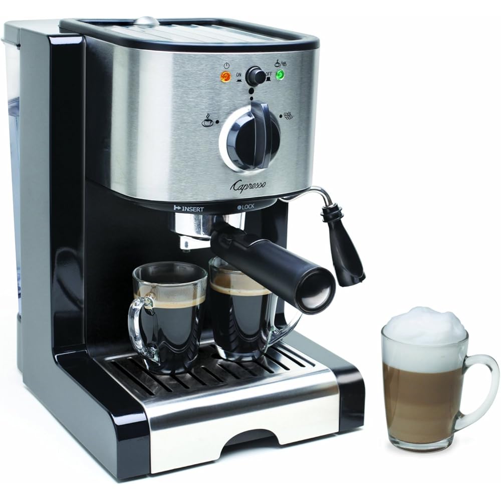Capresso 116.04 Pump Espresso and Cappuccino Machine EC100, Black and Stainless, 46 oz: Semi Automatic Pump Espresso Machines: Home & Kitchen