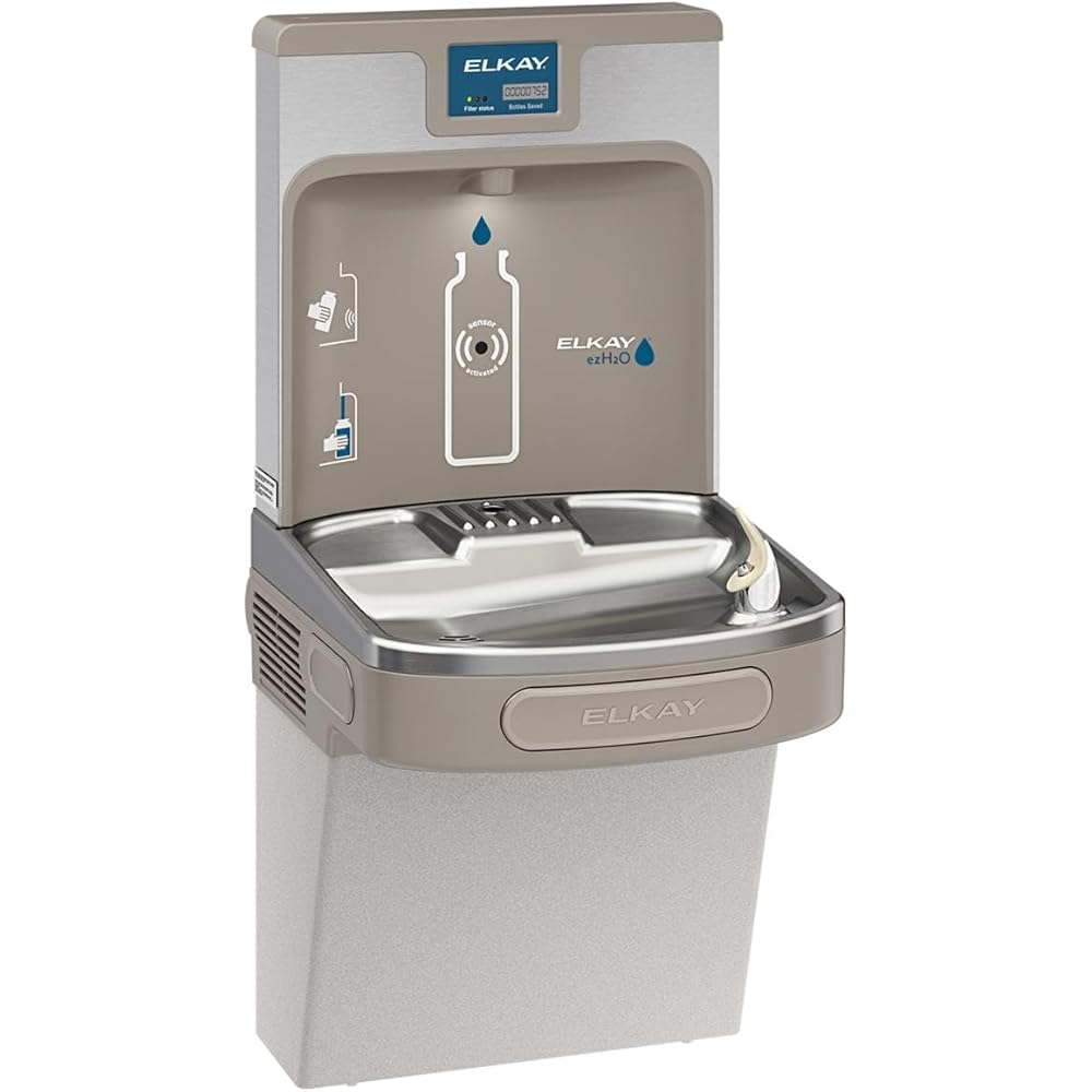 Elkay LZS8WS ezH2O Wall Mounted Drinking Fountain with Hands Free Bottle Filling Station and Water Cooler - Light Gray Granite : Home & Kitchen