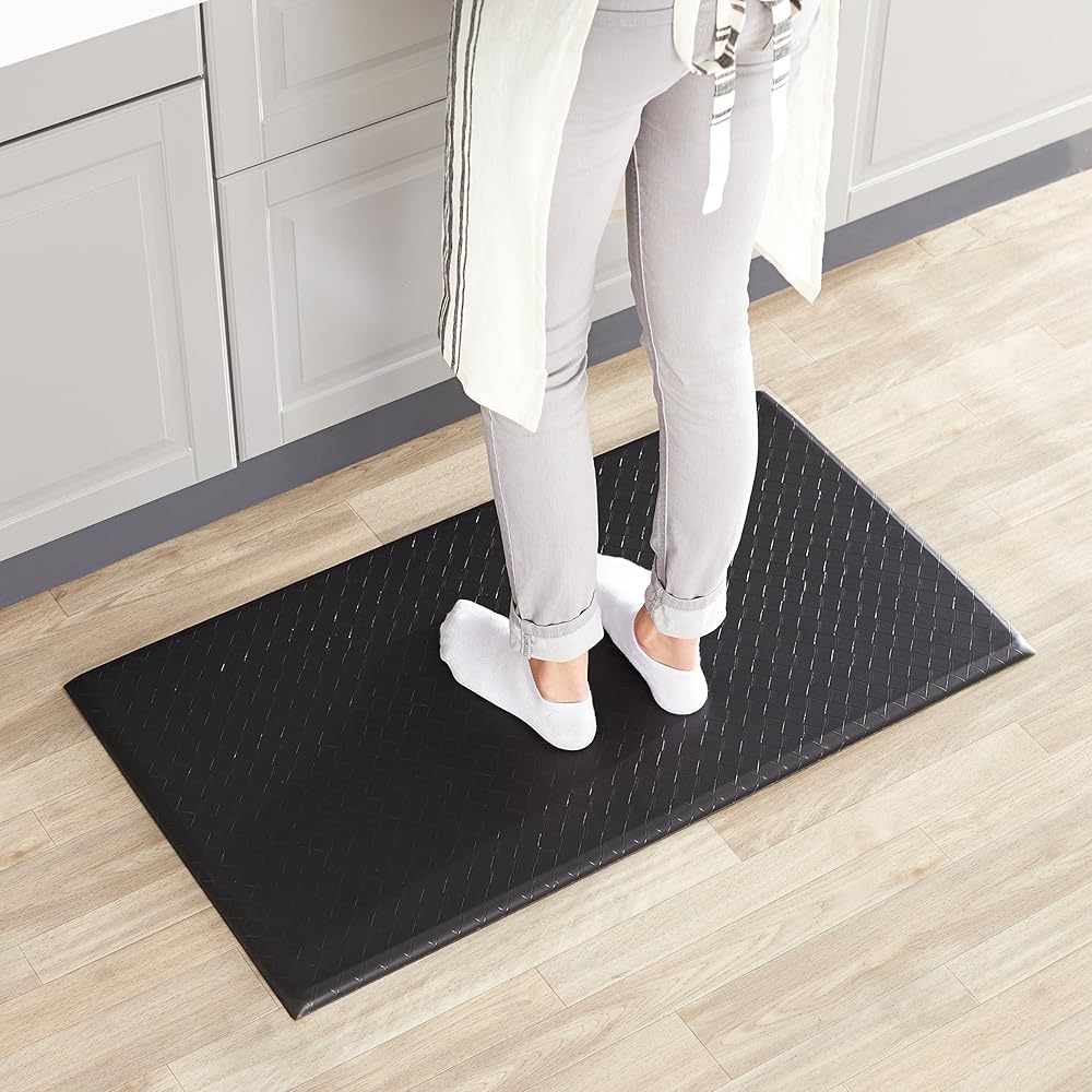 Amazon Basics Anti-Fatigue Standing Mat, Non-Slip, Comfort Mat for Home and Office, 20W x 36L x 0.6Th in, Geometric, Black, 5-Pack : Home & Kitchen