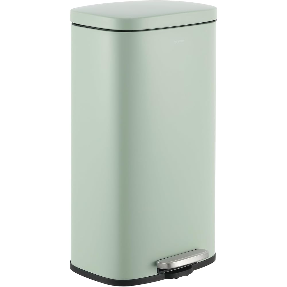 happimess HPM1011H Curtis 8-Gallon Step-Open Trash Can, Fingerprint Resistant, Modern, Minimalistic for Home, Kitchen, Laundry Room, Office, Bedroom, Bathroom, Pistachio Gelato : Home & Kitchen