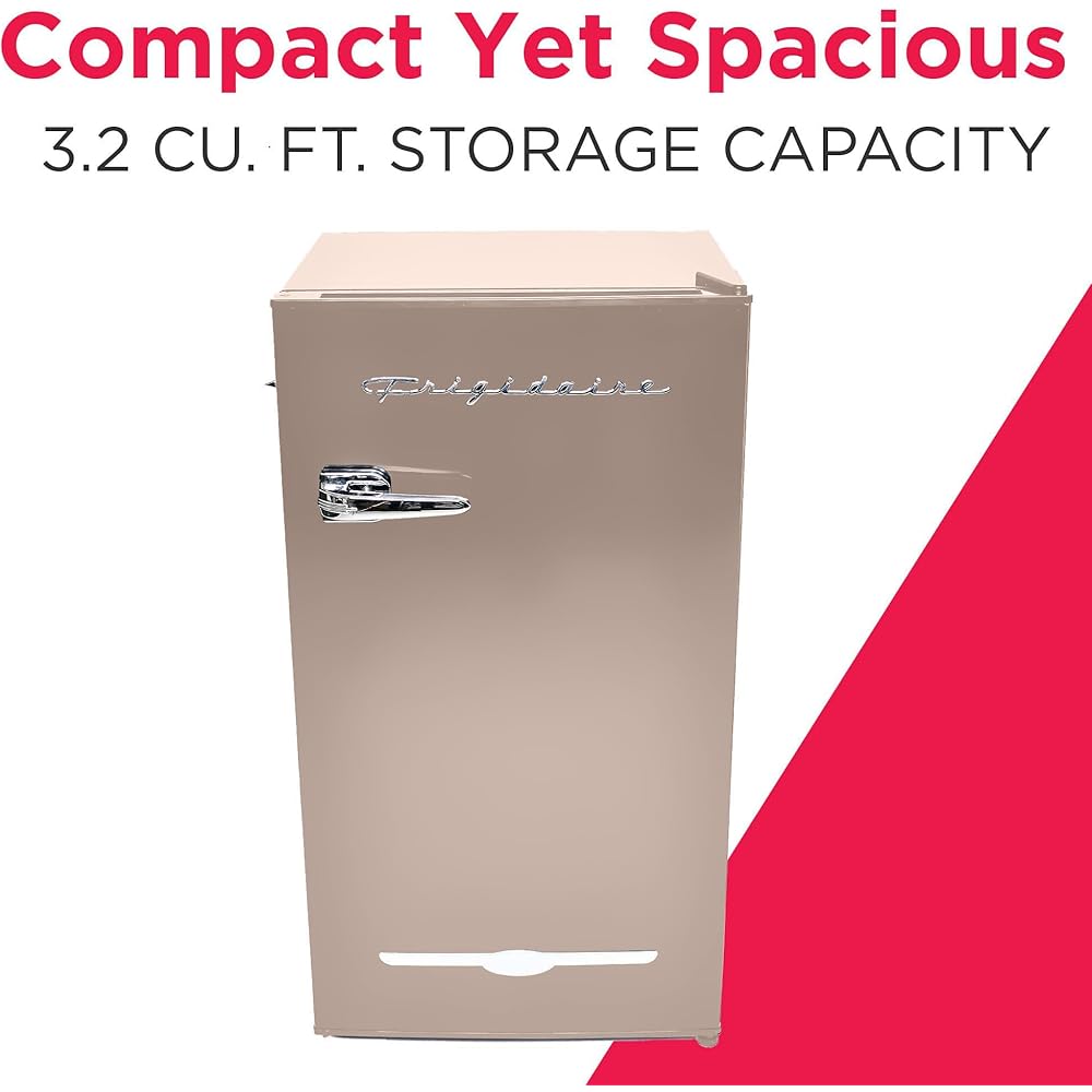 Frigidaire Retro Compact Fridge with Chiller, 3.2 cu ft Countertop Fridge with Built-In Bottle Opener, Compact Refrigerator for Office, Bedroom, Dorm Room or Cabin - 16.5