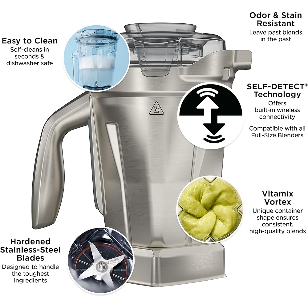 Vitamix 48-ounce Stainless Steel Blending Container, BPA-Free, Dishwasher-Safe, Compatible with All Full-Size Vitamix Blenders : Home & Kitchen
