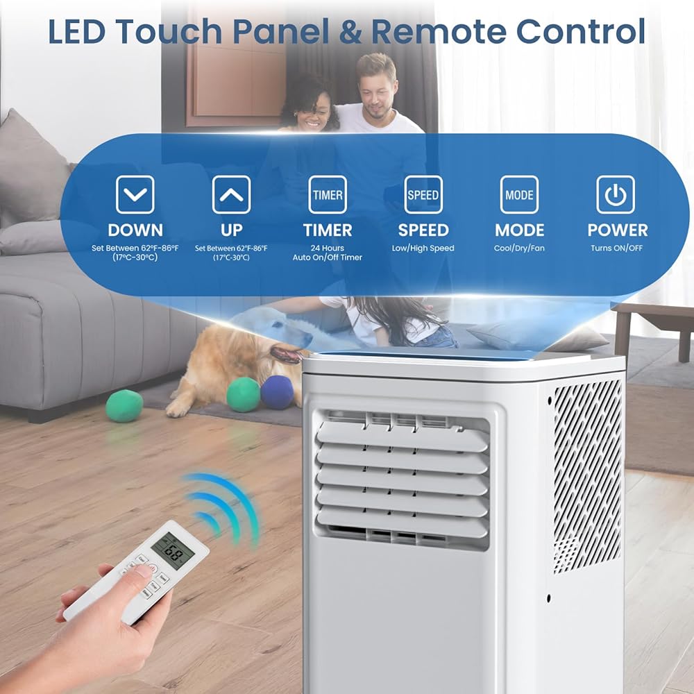 ZAFRO Portable Air Conditioners, 10000 BTU, 3 in 1 Portable AC Unit with Window Kits, Fan & Dehumidifier Modes, Cools up to 450 Sq.Ft, LED Display/Remote Control, 24H Timer for Living Room, Bedroom : Home & Kitchen