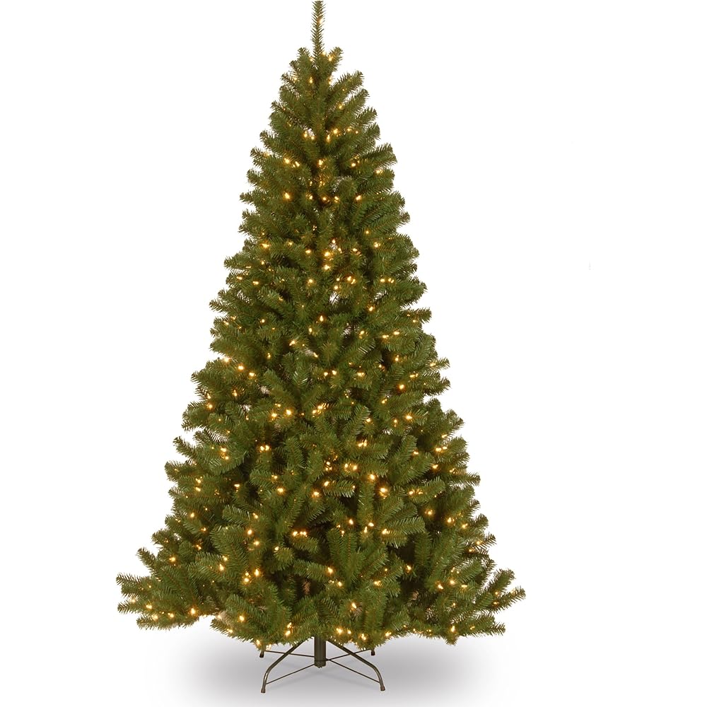 National Tree Company Pre-Lit Artificial Christmas Tree, Green, North Valley Spruce, White Lights, Includes Stand, 7 Feet : Home & Kitchen