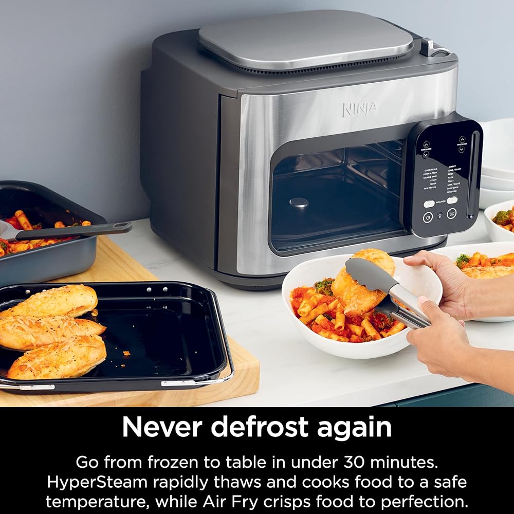 Ninja Combi All-in-One Multicooker, Oven, & Air Fryer, Complete Meals in 15 Mins, 14-in-1 Functions, Combi Cooker + Air Fry, Bake, Roast, Slow Cook and More, 3 Accessories, Stainless Steel, SFP701 : Home & Kitchen