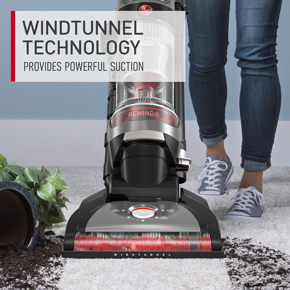 Hoover WindTunnel Cord Rewind Pro Bagless Vacuum Cleaner, Corded Upright Vacuum Cleaner for Carpet and Hard Floor, Automatic Cord Rewind, Corded Vacuum Cleaners for Home Use : Industrial & Scientific