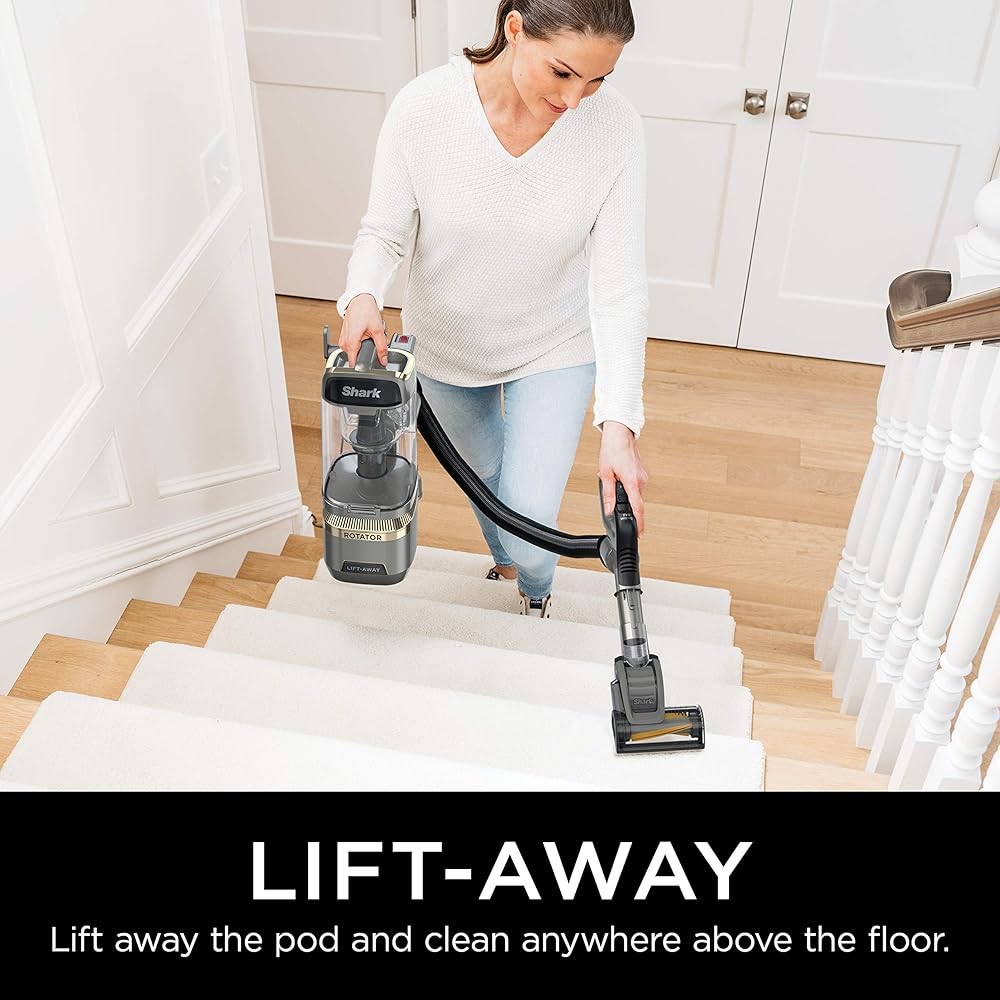 - Shark | Upright Vacuum Cleaner for Home | Rotator Lift-Away | No Hair Wrap | HEPA Filter | Lightweight Bagless Vacuum for Pet Hair | LED Headlights For Carpets & Hardwood Floors | Silver | LA502