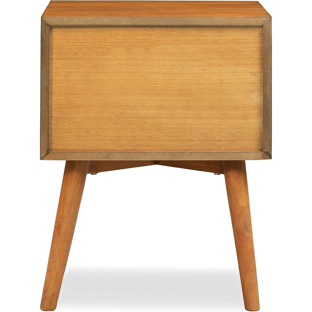 Edgemod Mid-Century Modern Nightstand – Solid Wood Bedside Table with 2 Drawers, Acorn Walnut Finish, 23.5