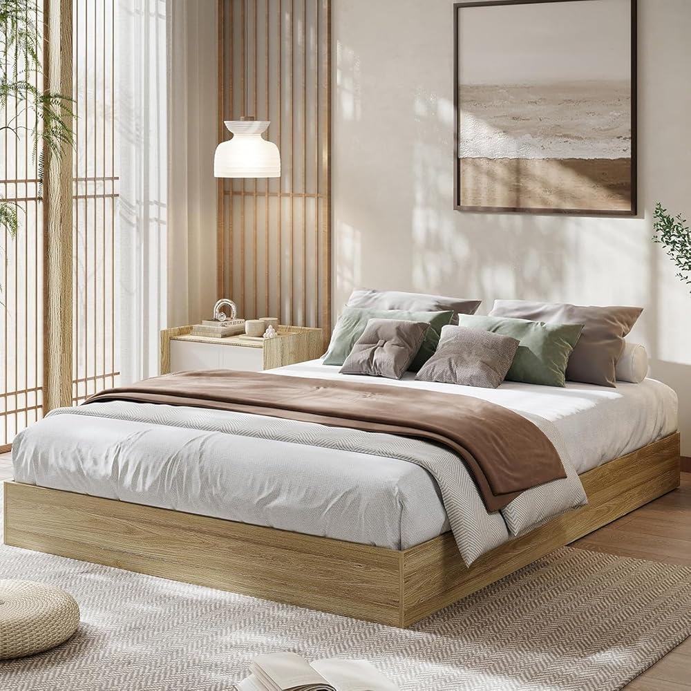 GarveeHome Queen Size Wood Platform Bed Frame,Wooden Bed Frame Without Headboard, Wood Slat Support,No Box Spring Needed, Easy Assembly : Home & Kitchen