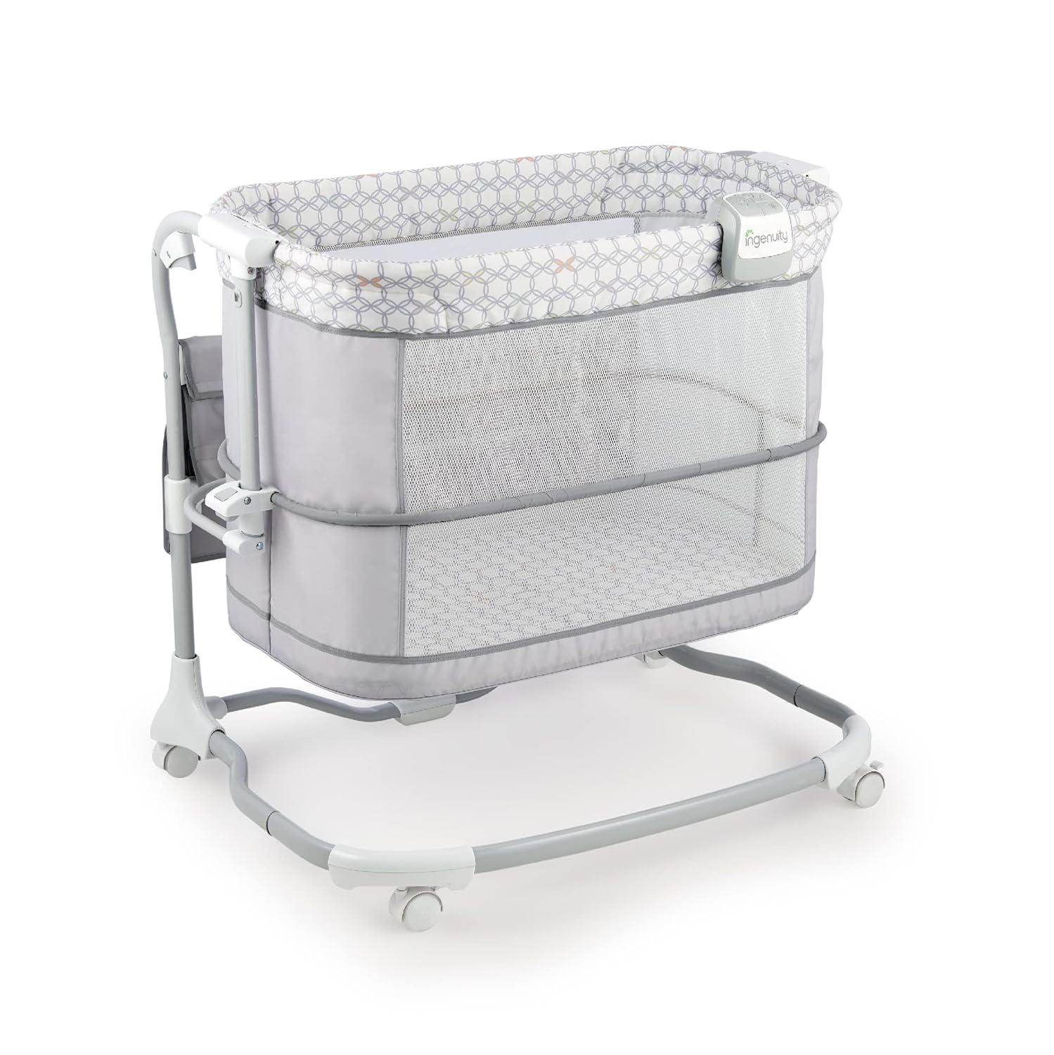Ingenuity Dream & Grow Bedside Baby Bassinet 2-Mode Crib 0-12 Months, Adjustable Height - Dalton (Grey)