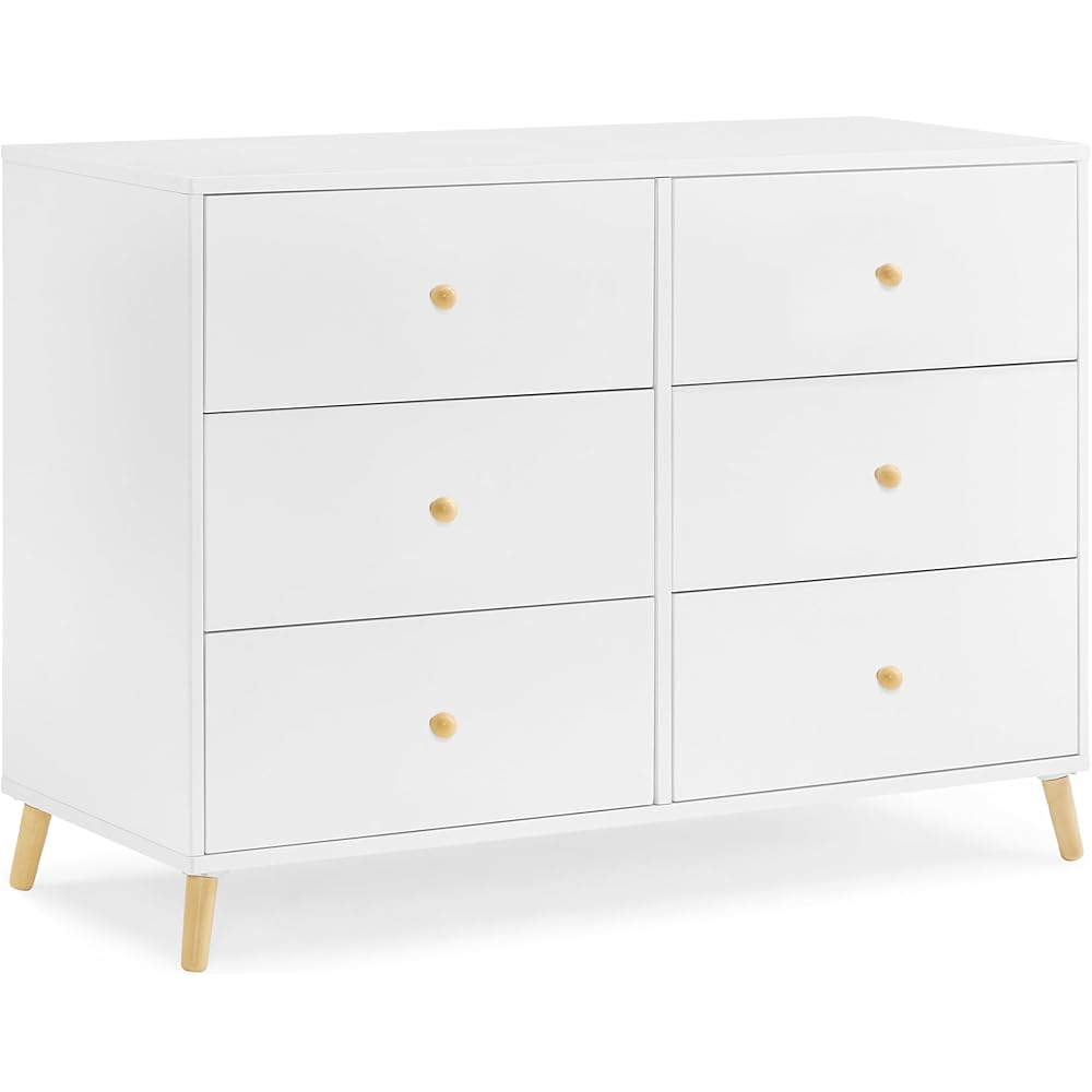 Delta Children Essex 6 Drawer Dresser, Bianca White/Natural : Home & Kitchen