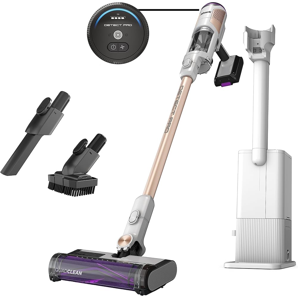 - Shark Detect Clean & Empty Auto-Empty System - Lightweight Cordless Vacuum Cleaner with HEPA Filter, Portable Handheld Attachment, Crevice Tool, Ideal Stick Vacuum for Pet Hair, White, IW3511