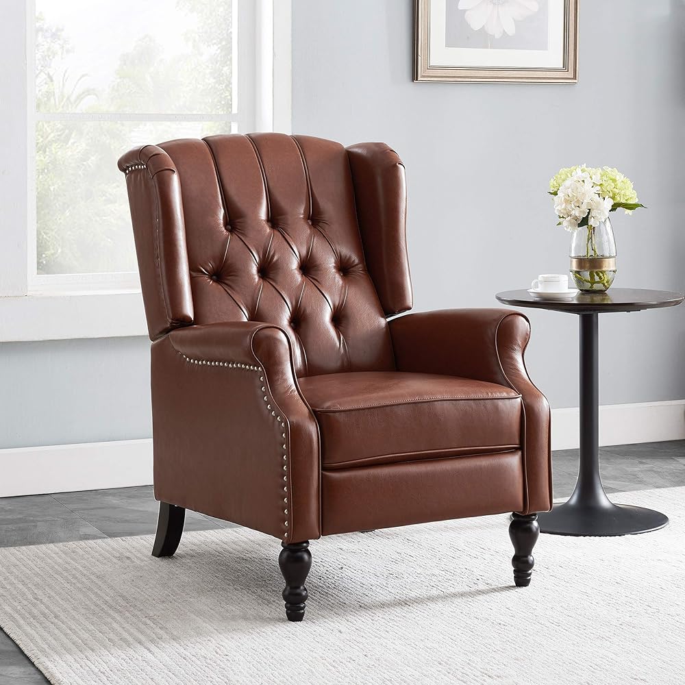 Christopher Knight Home Randy Contemporary Tufted Recliner, Cognac Brown, Dark Brown 62D x 28.5W x 29H Inch : Home & Kitchen