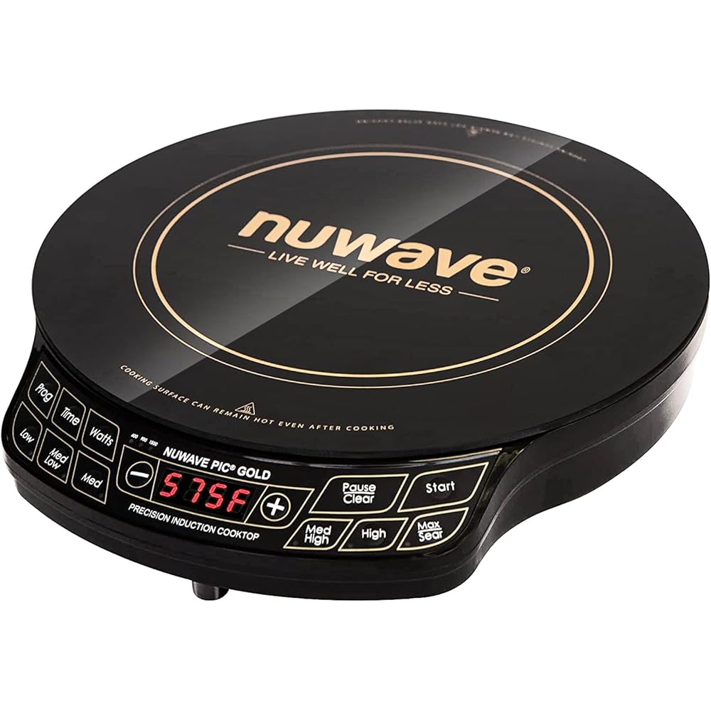 Nuwave Gold Precision Induction Cooktop, Portable, Powerful with Large 8” Heating Coil,100°F to 575°F, 3 Wattage Settings, 12” Heat-Resistant Cooking Surface: Home & Kitchen