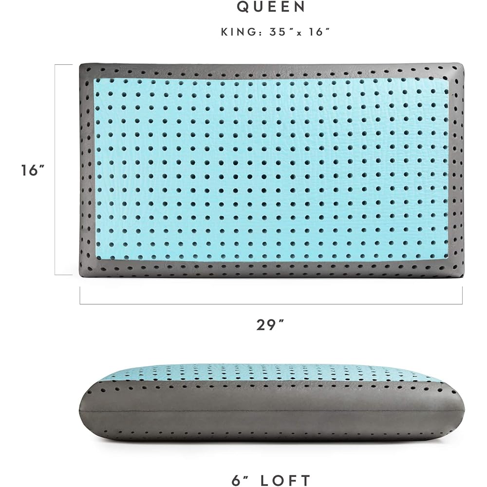 Z CARBONCOOL LT Plus OMNIPHASE Phase Change Material Memory Foam Pillow - Continual Temperature Regulation with Cool Surface - Mid-Loft - Queen : Home & Kitchen