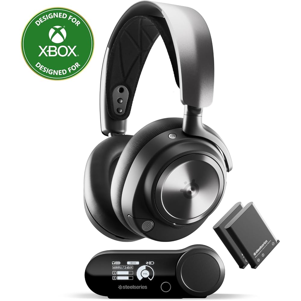 SteelSeries Arctis Nova Pro Wireless Xbox Multi-System Gaming Headset - Premium Hi-Fi Drivers - Active Noise Cancellation Infinity Power System - Stealth Mic - Xbox, PC, PS5, PS4, Switch, Mobile : Video Games