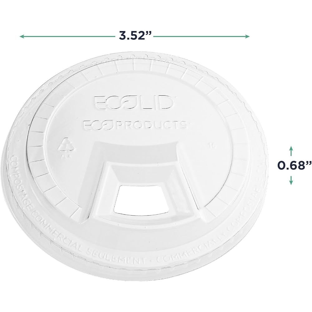 Eco-Products GreenStripe Compostable Plastic Cup Sip Lids, Case of 1000, Fits 9oz & 12-24oz Cups, Made From PLA Renewable Plant Based Plastic, Clear For Visibility : Health & Household