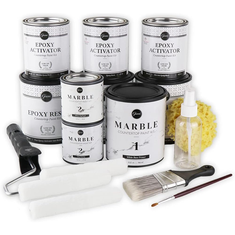 Giani Marble Easy Epoxy Countertop Paint Kit (Carrara White) : Tools & Home Improvement