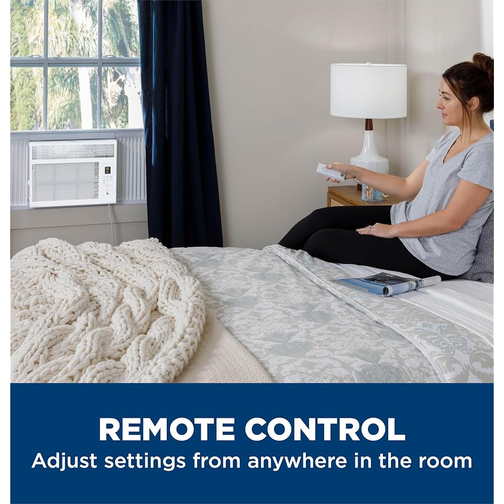 GE Window Air Conditioner Unit, 6,000 BTU for Small Rooms up to 250 sq ft. with Adjustable Fan and Cooling Settings, Perfect for Small Bedroom or Living Room, Easy Install Kit Included, White : Home & Kitchen