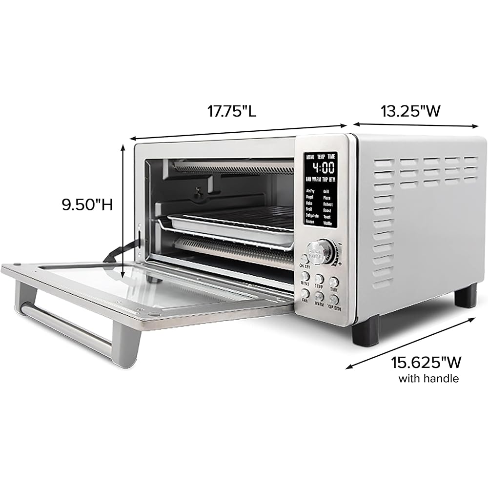 Nuwave Bravo Air Fryer Toaster Smart Oven, 10-in-1 Countertop Convection, 1800 Watts, 21-Qt Capacity, 50°-450°F Temp Controls, Top and Bottom Heater Adjustments 0%-100%, PFAS Free, Stainless Steel : Home & Kitchen