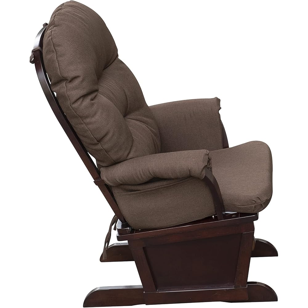 HOMCOM Nursery Glider Rocking Chair with Ottoman, Thick Padded Cushion Seating and Wood Base, Brown : Baby
