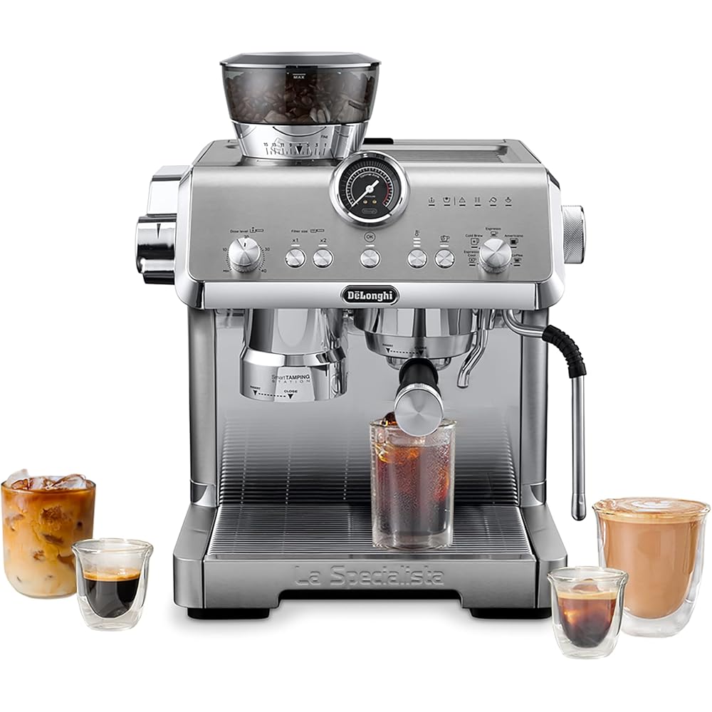 De'Longhi La Specialista Opera Espresso Machine – Cold Brew & Espresso Maker with Smart Tamping, Burr Grinder, Milk Steam Wand/Frother & 19-Bar Pressure – For Lattes & Cappuccinos: Home & Kitchen