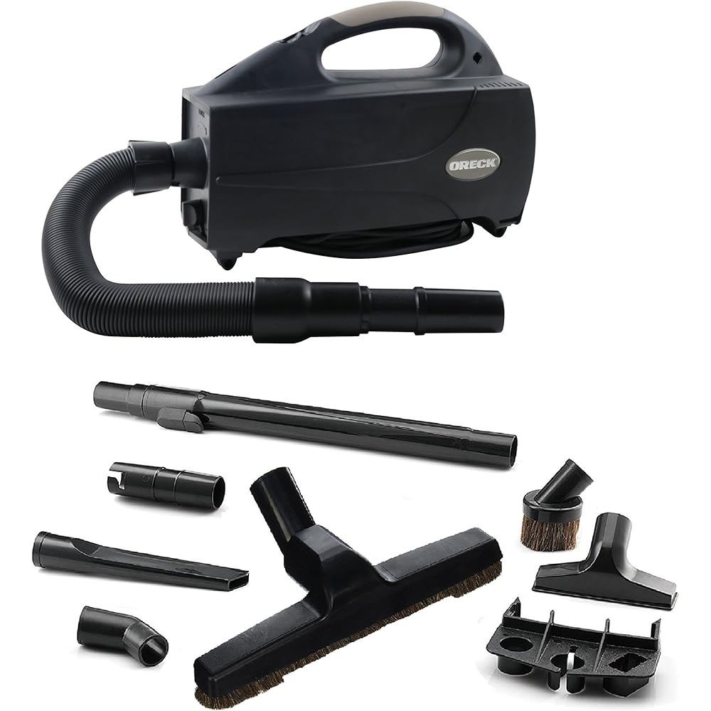 - Oreck Compact Canister Vacuum Cleaner, Portable Handheld Vacuum for Carpet and Hard Floors, Lightweight, Powerful Suction with Versatile Tools, Corded Canister Vacuum Cleaners for Home Use