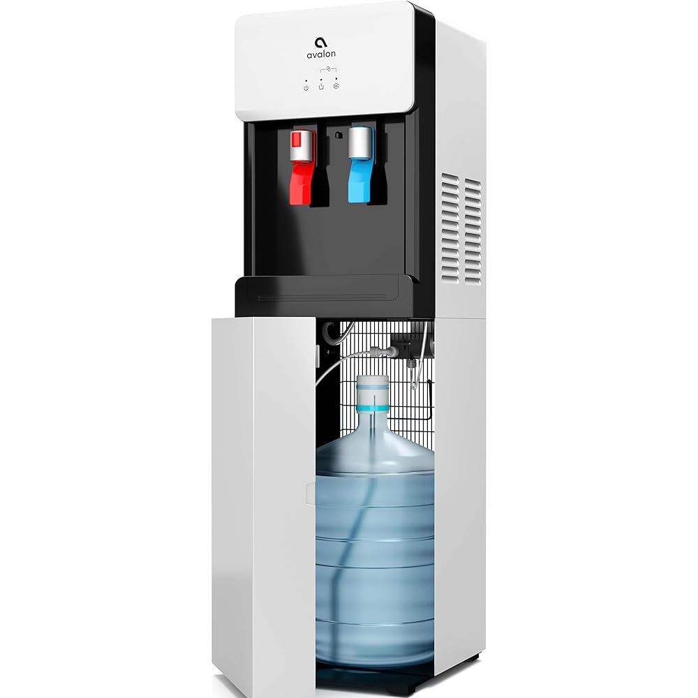 Avalon Bottom Loading Water Cooler Dispenser - Hot & Cold Water, Child Safety Lock, Innovative Slim Design, Holds 3 or 5 Gallon Bottles - UL Listed- White : Home & Kitchen