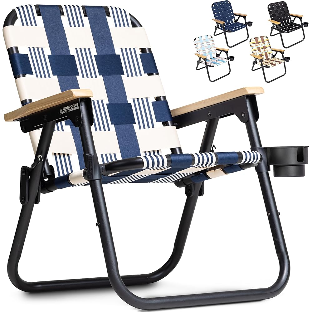 : GoSports Outdoors WOVN Beach Backpack Chair - Premium Folding Camping Chair - 9 Styles Available - LIDO : Sports & Outdoors