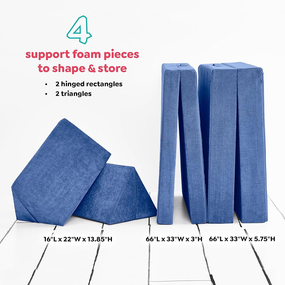 Yourigami Kids and Toddler Play Couch, Convertible Folding Sofa, Durable Foam Modular Design, Sapphire Caves XL : Home & Kitchen