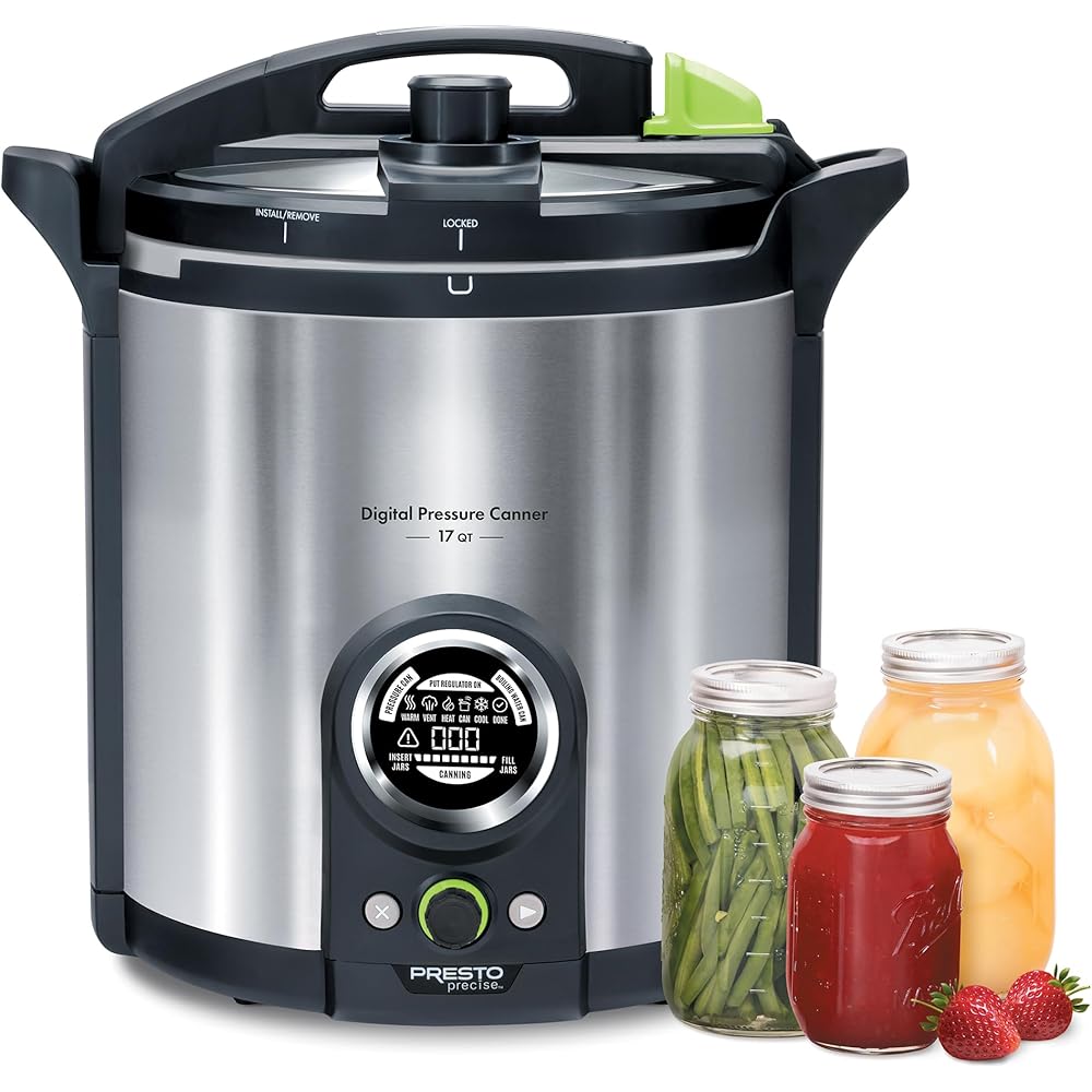 Presto 02152 17-Quart Digital Pressure Canner - Digital Display, Waterbath Capable, 10 Built-In Safety Features, Recipe Book, Stainless Steel: Home & Kitchen