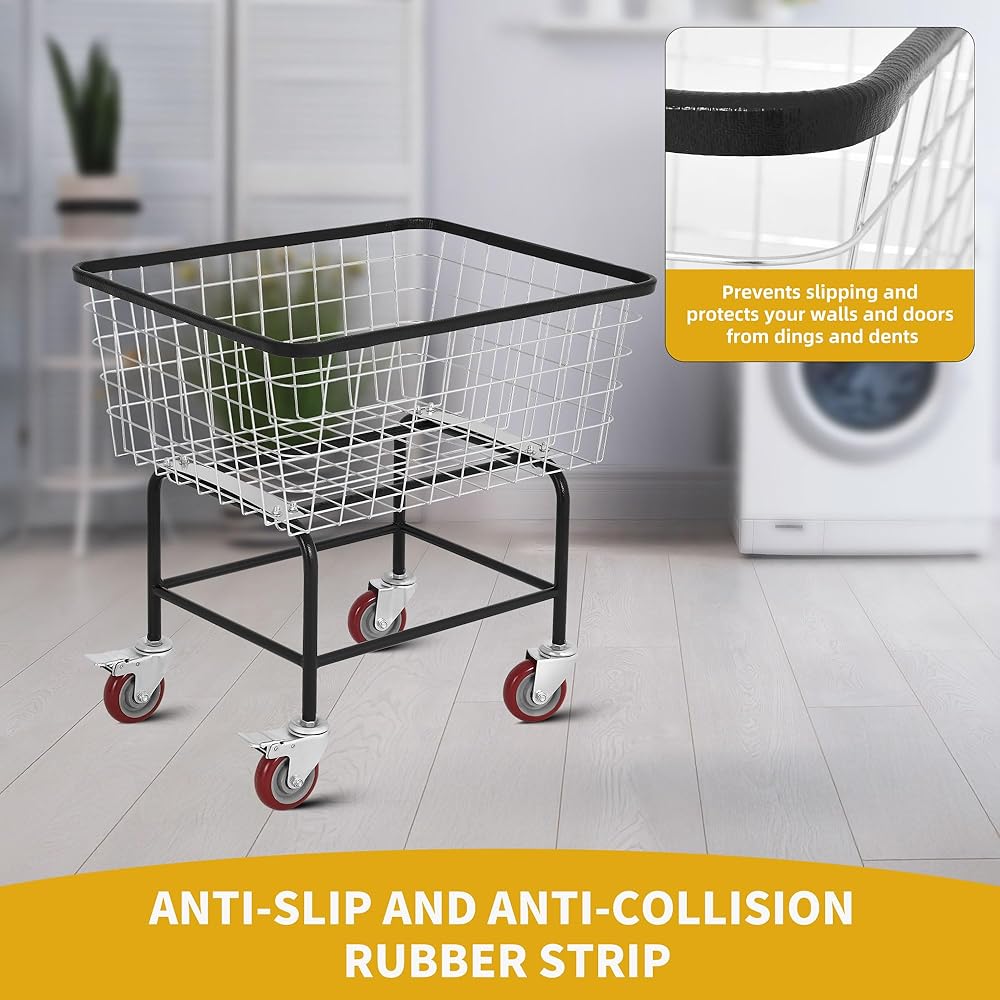DWVO 4.5 Bushel Wire Laundry Cart with Wheels, Rolling Laundry Basket with Smooth Wheels, Metal Commercial Wire Laundries Basket Cart, Heavy-Duty Large Steel Bin for Clothes Storage & Organization : Home & Kitchen