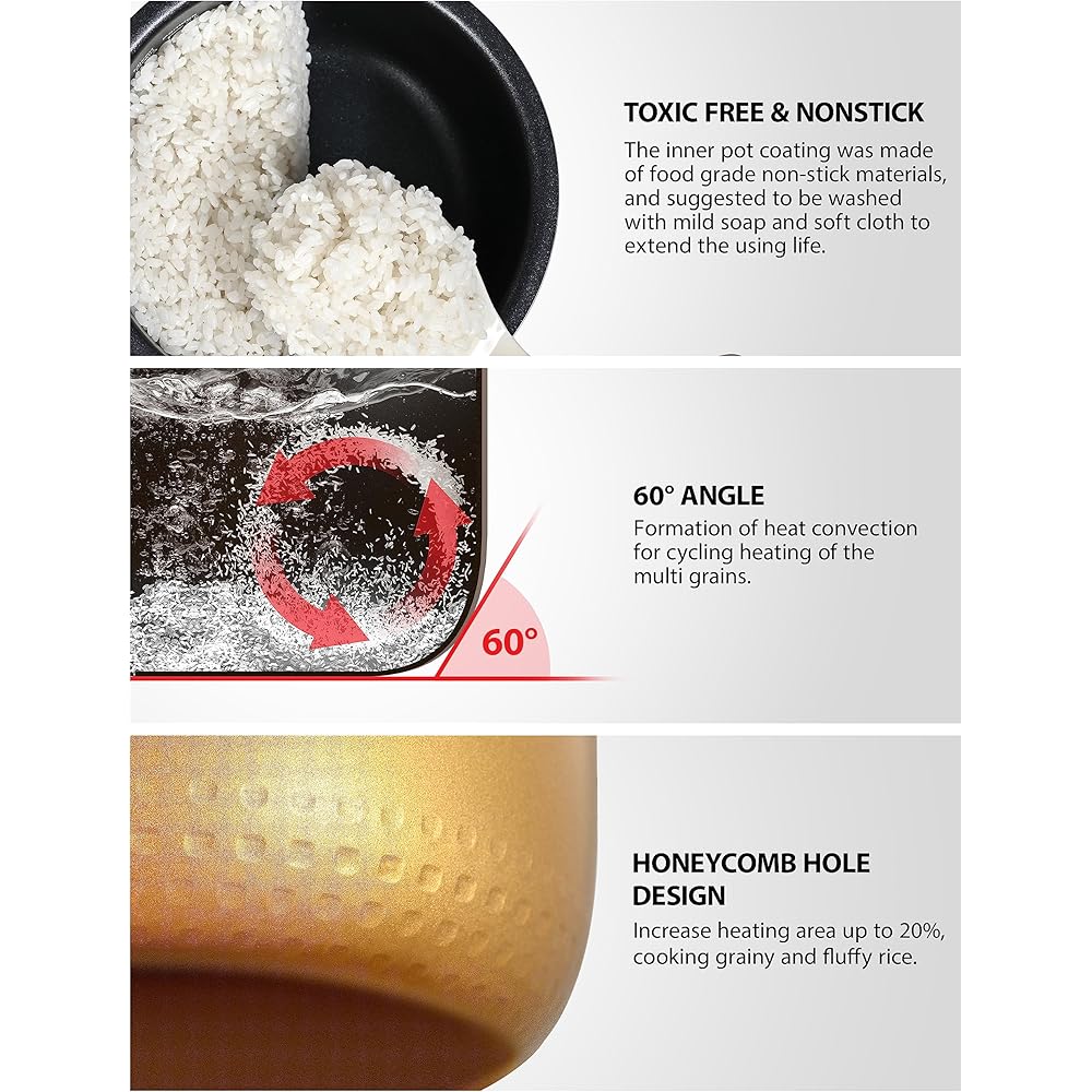 Toshiba Rice Cooker 6 Cup Uncooked – Japanese Rice Cooker with Fuzzy Logic Technology, 7 Cooking Functions, Digital Display, 2 Delay Timers and Auto Keep Warm, Non-Stick Inner Pot, White: Home & Kitchen