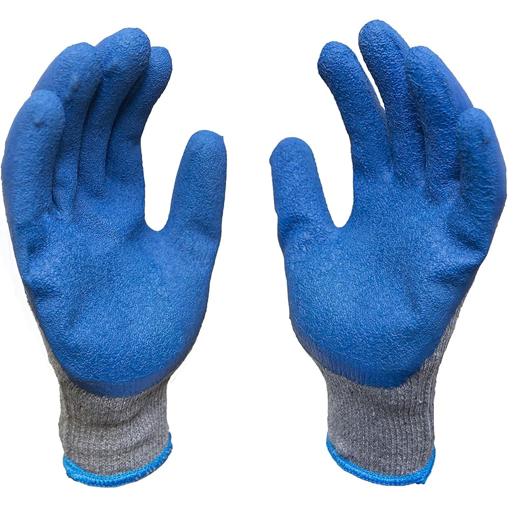 G & F Products - 3100-10 120 Pairs Large Rubber Latex Double Coated Work Gloves for Construction, gardening gloves, heavy duty Cotton Blend Blue - Work Gloves -