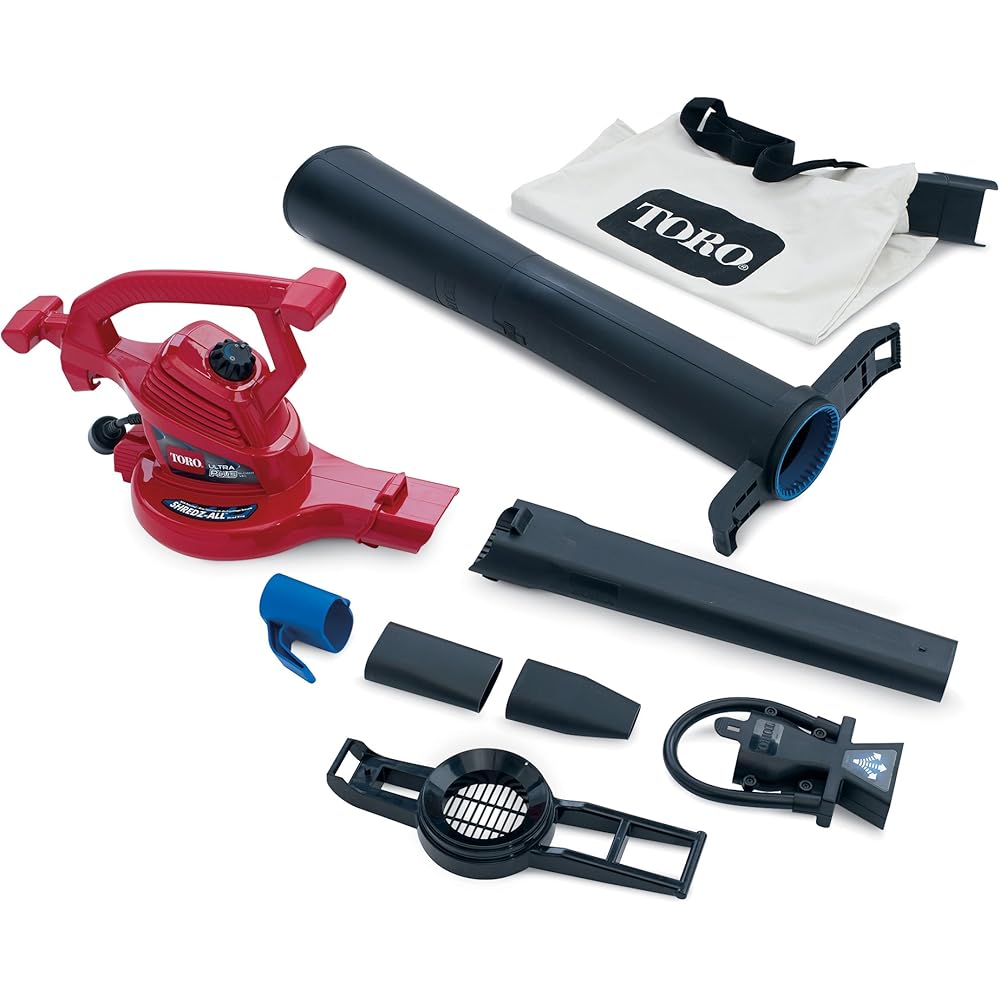 Toro 51621 UltraPlus Leaf Blower Vacuum, Variable-Speed (up to 250 mph) with Metal Impeller, 12 amp,Red : Patio, Lawn & Garden