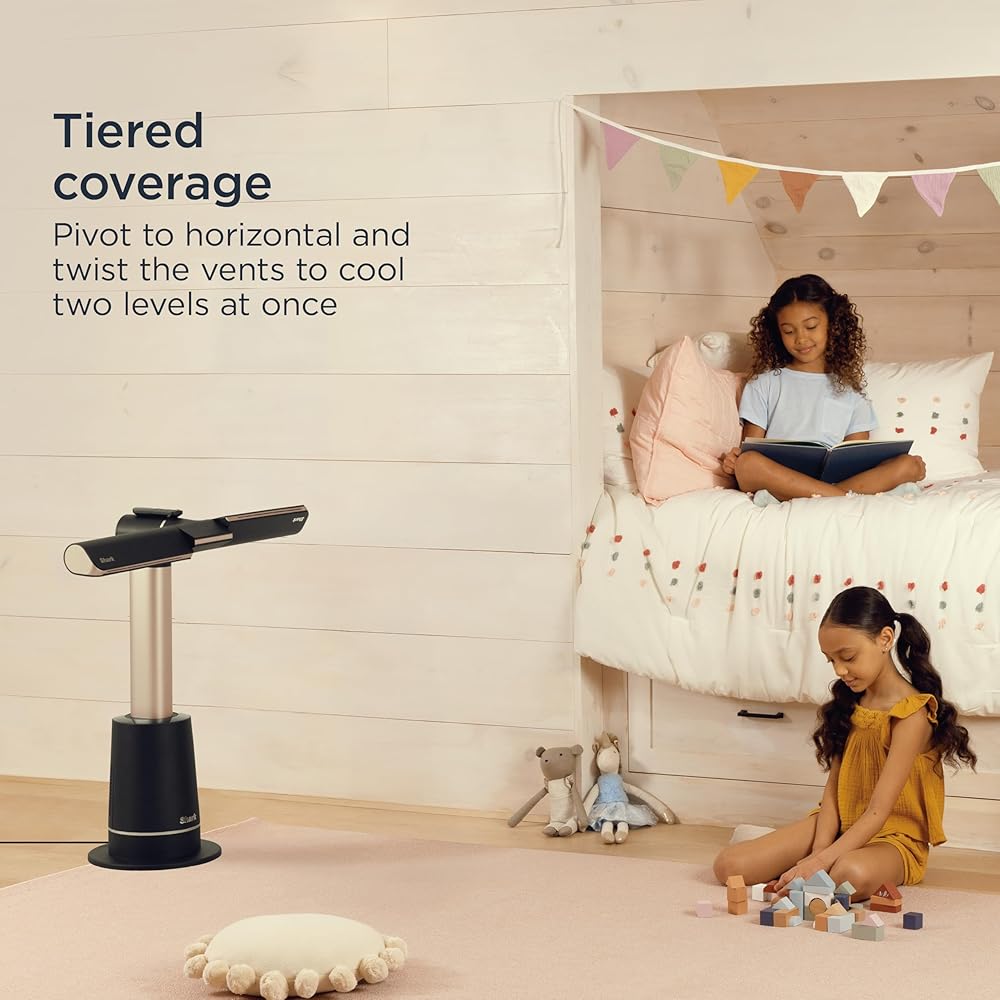 Shark TurboBlade Fan—Ultra-customizable bladeless tower fan, pivots, twists, oscillates 180°, circulates and propels air, 10 noise levels + 10 speeds, easy to clean, charcoal, TF202S