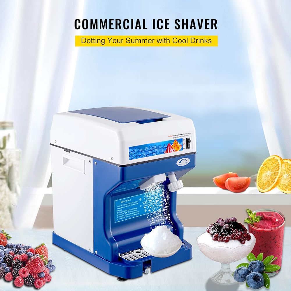 VEVOR 110V Electric Shaved Ice Machine 500W Snow Cone Maker Tabletop w/Adjustable Ice Texture, Ice Shaving Machine 265LBs/hr for Home and Commerical Use : Home & Kitchen