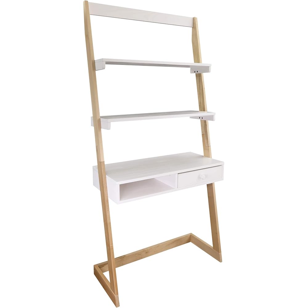 American Trails Freestanding Ladder Desk With Drawer, Natural Maple/White