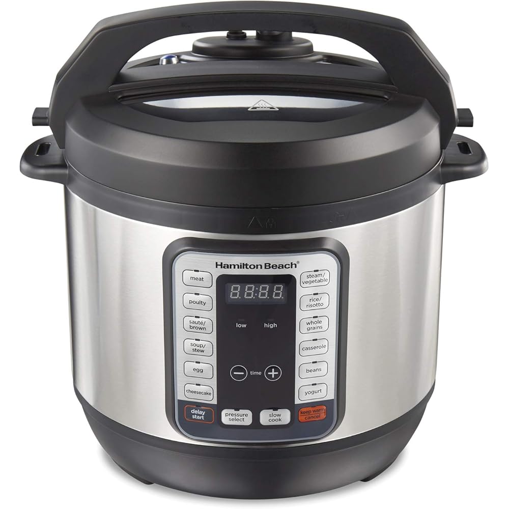 Hamilton Beach 12-in-1 Electric Pressure Cooker with True Slow Cook Technology, Sautés, Browns, Steams, Rice Function, Egg and More, 8 Quart Capacity, Stainless Steel (34508): Home & Kitchen