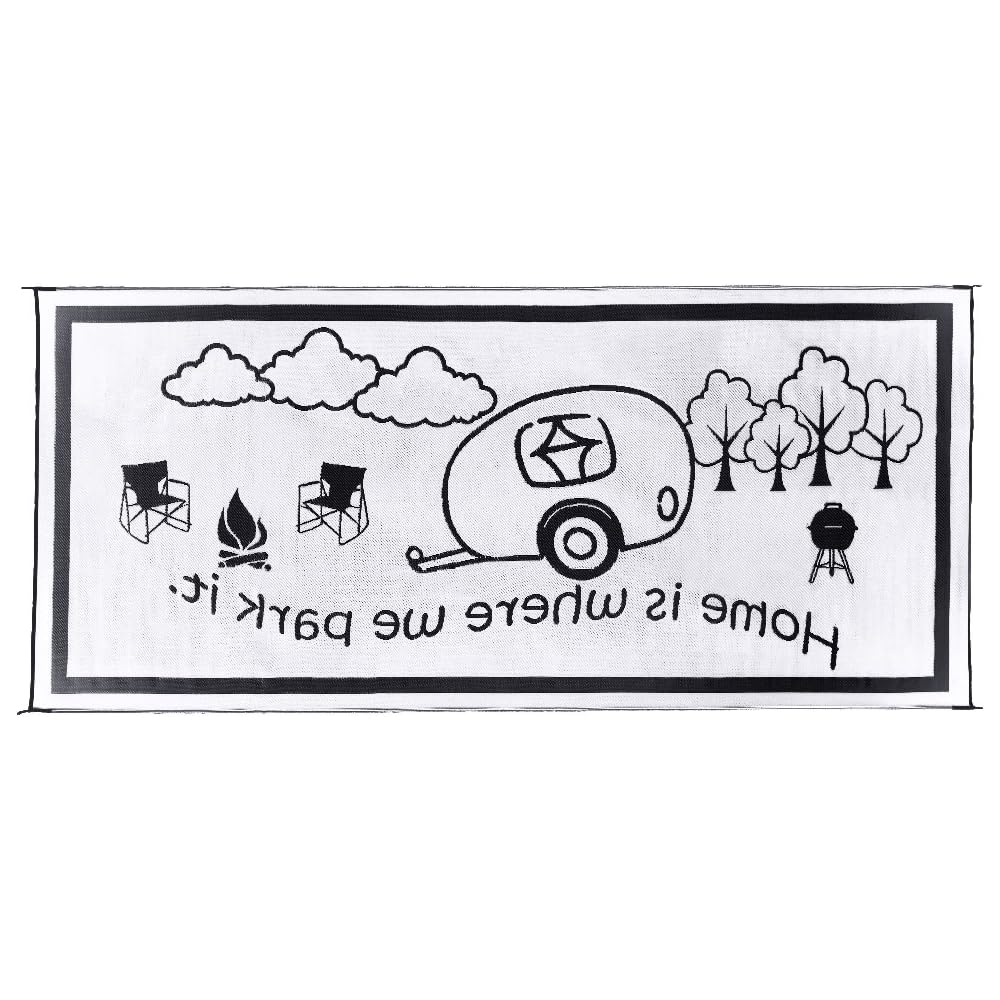 Stylish Camping RH8181 Black/White 8-Feet x 18-Feet RV Home Mat : Automotive