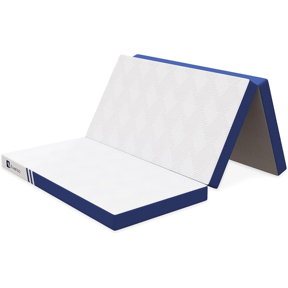 Avenco Trifold Mattress, 4 Inch Folding Mattress Queen Size, Memory Foam Foldable with Removable Cover & Detachable for Floor Bed, Camping, Guest : Home & Kitchen