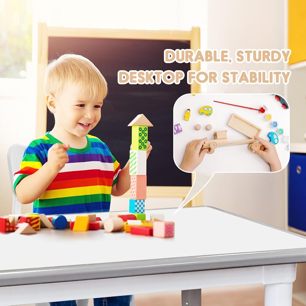 JIAOQIU Kids Table and Chair Set for Toddlers - Adjustable Activity Center with Non-Slip Legs & Graffiti-Proof Surface Ages 3-12 : Home & Kitchen