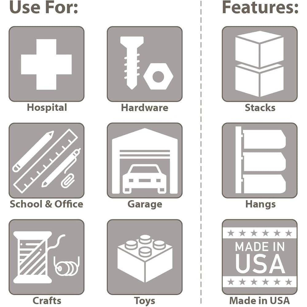 Akro-Mils 30234 AkroBins Plastic Storage Bins, Space-Saving Stackable Bins for Garage, Pantry, Craft Organization, 15-