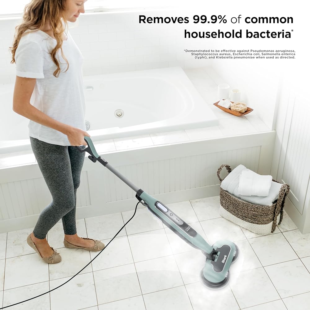 Shark Steam & Scrub Steam Mop, All-in-One Scrubbing and Sanitizing Hard Floor Cleaner, LED Headlights, 4 Dirt Grip Soft Scrub Pads Included, XL Water Tank, Swivel Steering, Hawaiian Grey, S8001